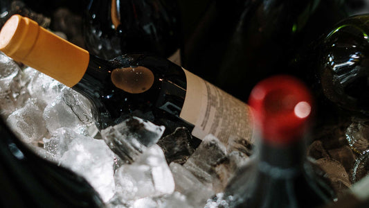 A bottle of wine in an ice bucket